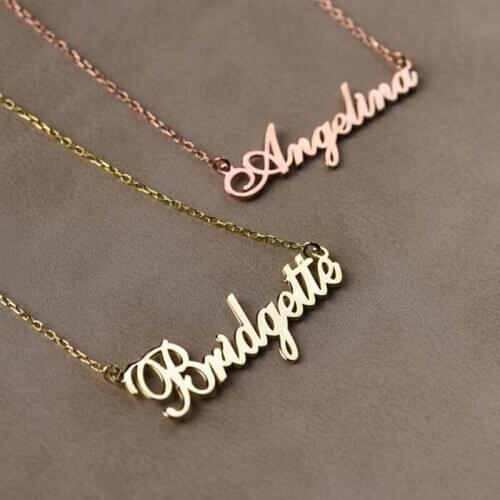 Personalized Custom English Nameplate Necklace For Women Stainless Steel Chain Choker Female Letter Necklace