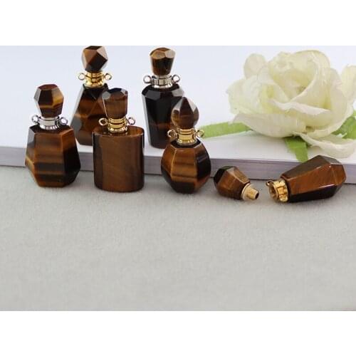 1PC Tiger Eye Natural Stone Pendants Essential Oil Diffuser bottle pendant Stone Jewelry charm for Necklace Making