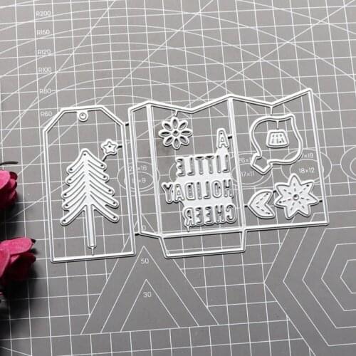 Christmas Box a Little Holiday Cheer Metal Cutting Dies Scrapbooking Dies for DIY Photo Album Card Making Stencils Dies