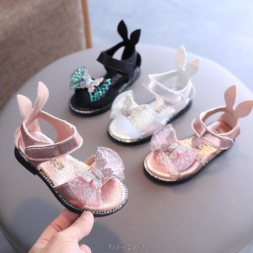 Summer Baby Girls Sandals Children Sandals Toddler Infant Kids Slip On Pearl Crystal Single Princess Roman Shoes Size 21-36