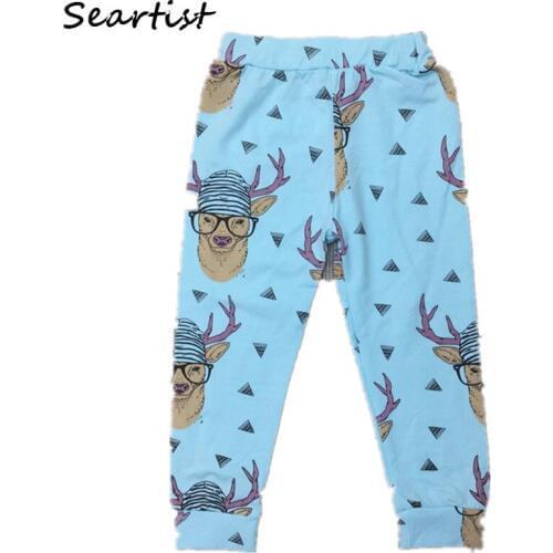 Seartist Baby Girls Christmas Reindeer Pants Boys Girls Autumn Pants Kids Cotton Trousers Boy Girl Clothes Reindeer Leggings 56G