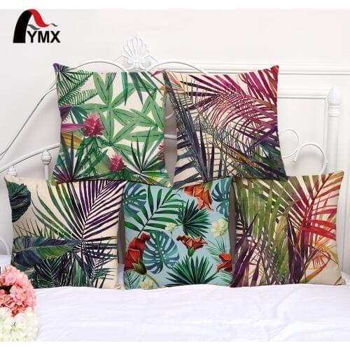 Cute Colorful Leaves Printed Cotton Linen Cushions Cover Car Bedroom Sofa 18'' Pillow Cases Creative Decor Pillowcases