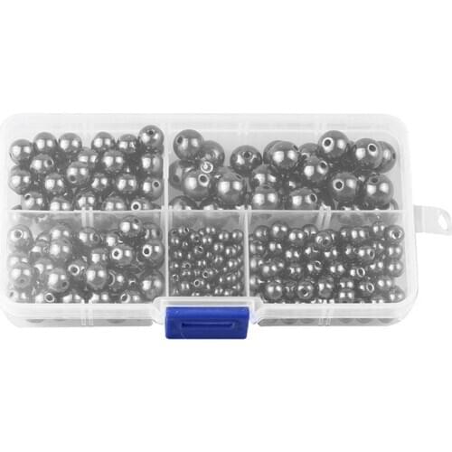 4mm 6mm 8mm Black Gallstone Glass Pearl Round Bead Imitation Pearl Loose Bead Box Combination