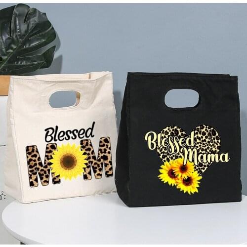 Blessed Mama Fresh Cooler Bags Portable Thermal Lunch Bag for Women Bento Box Totes Picnic Food Storage Pouch Thanksgiving Gifts