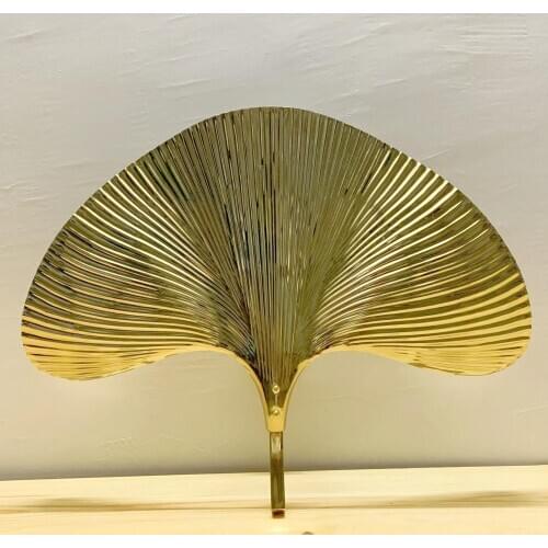 Light luxury full copper ginkgo leaf decoration retro wall lamp American style living room room aisle fan-shaped bedside lamp