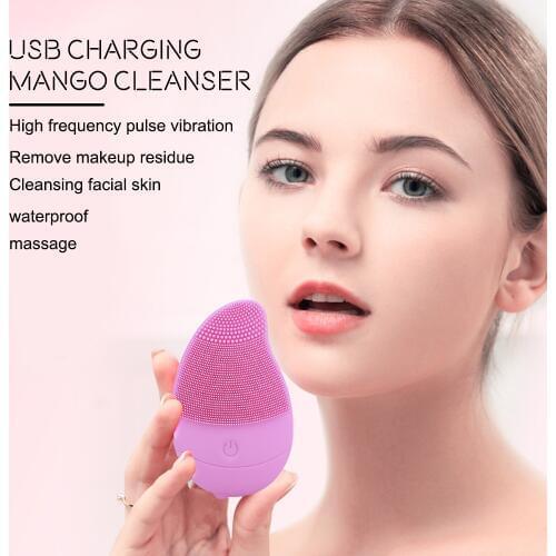 Mini Mango Ultrasonic Vibration Electric Facial Cleansing Brushes Face Washing Brush Blackhead Remover Pore Cleaner Face Massage