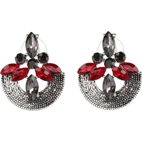 YaYi Jewelry Fashion Bohemia Red Glass Crystal Rhinestone Dangle Women Hook Eardrop Wear Ear Band Long Tassel Earrings Gift