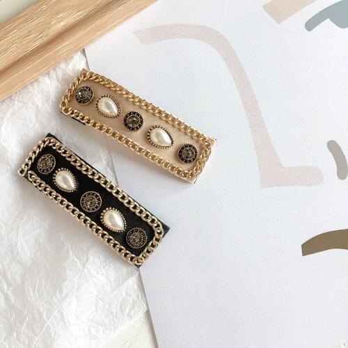 Retro Pearl Rhinestone Hair Barrette Hair Clip Hairpin Girls Shining Crystal Hair Accessories Women Headdress Wholesale