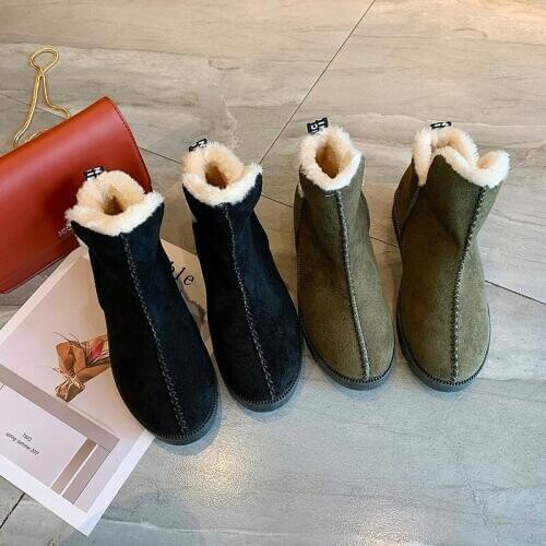 Winter Women Boots New Style Plus Velvet Thickened Female Snow Boots Bottom Flat Warm Women Snow Boots Zapatillas Mujer U11-13