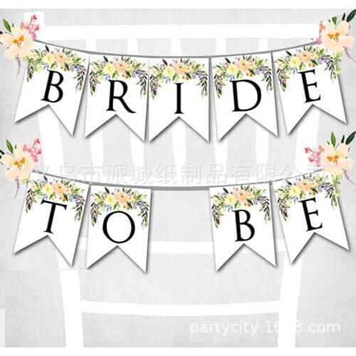 1Pcs/Set Square Bride To Be Letter Flag Single Party Pull Flower Wave Warm Wedding Room Layout Decoration Flag Banner ASD018