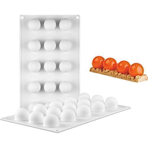 15 Hole Round Ball Shaped 3D Silicone Molds Mini Truffle Baking Moulds Cake Mold for Dessert Muffin Brownie Pudding 2020 New