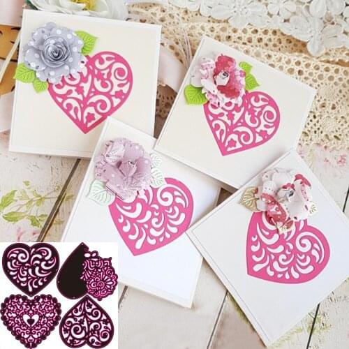 4pcs-set Lace Love Metal Cutting Dies Stencils For DIY Scrapbooking Decorative Embossing Handcraft Die Cutting Template