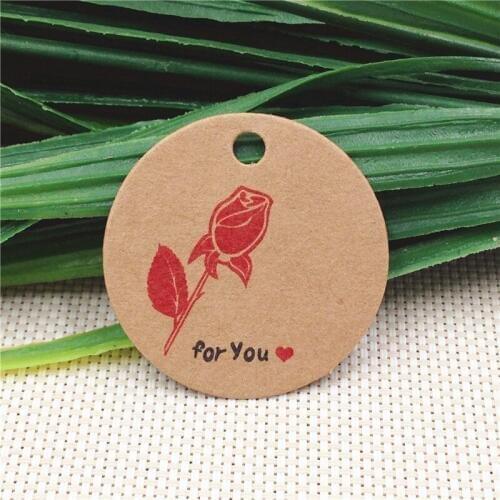 50 pcs round Kraft sling card for weddings Christmas decoration label Valentines Day flowers decoration price card 3x3cm