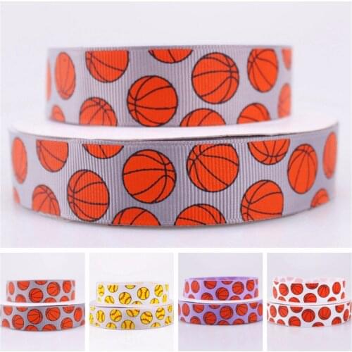 7/8" 22mm Ink printed basketball Grosgrain Ribbon sports Ribbon hairbow gift wrapping accessory 50yards/lot