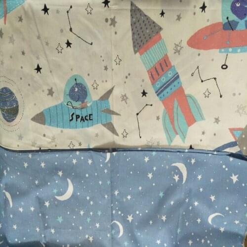 50x160cm Cute Cartoon Space Travel and Star Universe Printed Cotton Fabric for quilting bedding cloth DIY sewing