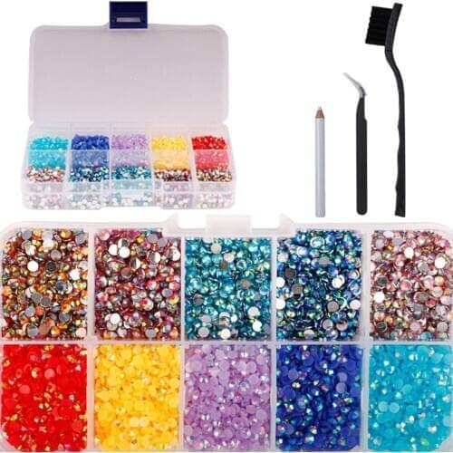 7500Pcs/Box Mixed Colors Nails Art Rhinestones for DIY Nails Art Decoration Flatback Rhinestones for Nail Art Decorations New