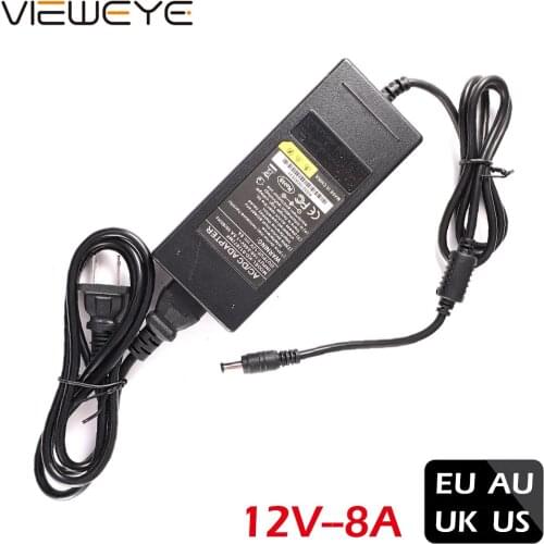 12V8A Power Adapter DC 12V 8A Adaptor 220V To 12 V Volt Power Supply Universal Switching Converter EU US UK AU plug 220V To 12V