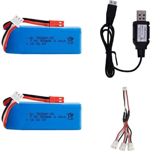 7.4V 900mAh Lipo Battery with USB charger for XK X520 XK X420 RC Airplane Spare Parts 7.4V battery for WLtoy X520 helicopters