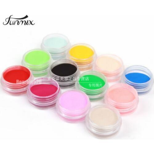 Free Shipping 12 Colors Acrylic Powder Builder Nail Art Tools Kit UV Dust Gem Manicure Tips Nail Art 3D Decoration Polymer