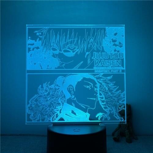 Anime 3D Nightlight Jujutsu Kaisen Gojo Satoru Geto Suguru Action Figure 7 Colors Touch Optical Illusion Table Lamp Gift Decor