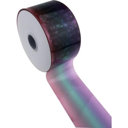 Free shipping BOCA 3 inch 75mm 100 yards transparen Rainbow color PVC ribbon for bows decoration