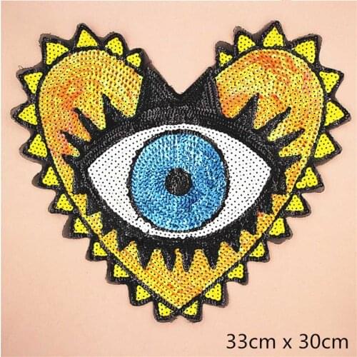 Big Eye Heart Sequins Patches Embroidered Appliques DIY Apparel Accessories Patch Clothing Accessories Fabric Badge BU106-105