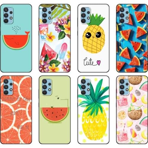 Black tpu Case For Samsung galaxy A32 A42 A52 A72 4g 5g S21 PLUS ultra back cover Summer fruit I love summer