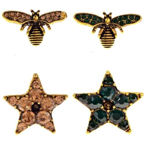 CINDY XIANG 4pcs/set Vintage Rhinestone Bee And Star Brooches For Women Safety Pin Cute Animal Cuff Collar Pins Shirt Brooches
