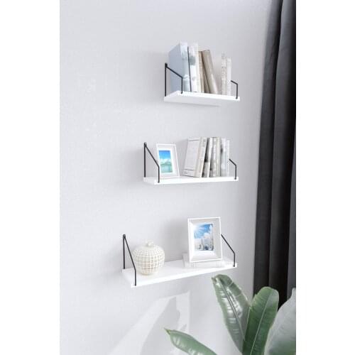 Busef Decorative 3'lü Bookcase Kitchen Spice Bathroom Accessories Multi-Purpose Wall Hanging Rack-White