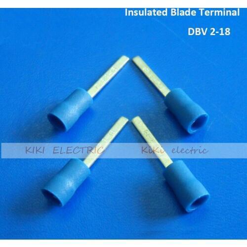 DBV2-18 Insulated Blade Terminal / cold terminal for A.W.G 16-14 cable 1000pcs/bag Electric Wire Connectors Ends