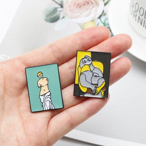 Famous paintings Custom Brooch Badge Pin Abstract painting enamel Brooches Pins painter jewelry gift