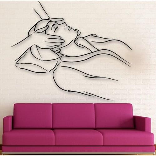 Hot Sexy Girl Head Wall Decals Massage Spa Salon Relax Wall Sticker For Shop Removable Art Mural Window Decoration H219