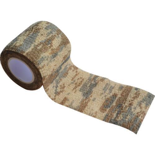 12Rolls Camouflage Desert Tape Cohesive Elastic Army Bandage Telescope Wrap Outdoor Accessories Tactical Tape 4.5m*5cm