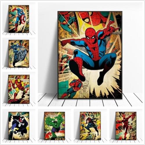 Superhero Comic Canvas Print Painting Marvel Avengers Wall Art Poster Picture Bedroom Living Room Decoration Mural