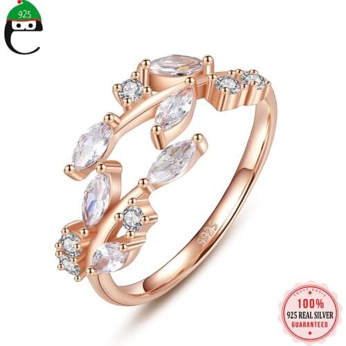 ElfoPlataSi Genuine S925 Sterling Silver Branch Opening Ring Gift For Women Light Luxury Wedding Birthday Party Jewelry L216