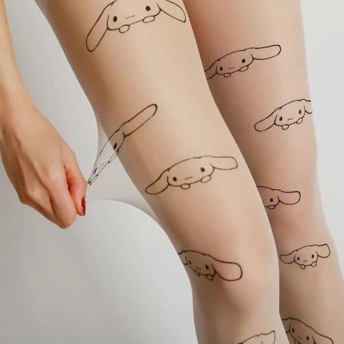 Summer Cute Puppy Printed Womens Tights Sweet Cartoon Figure Lolita Thin Nylon Pantyhose Sexy Colours Hosiery For Hottie