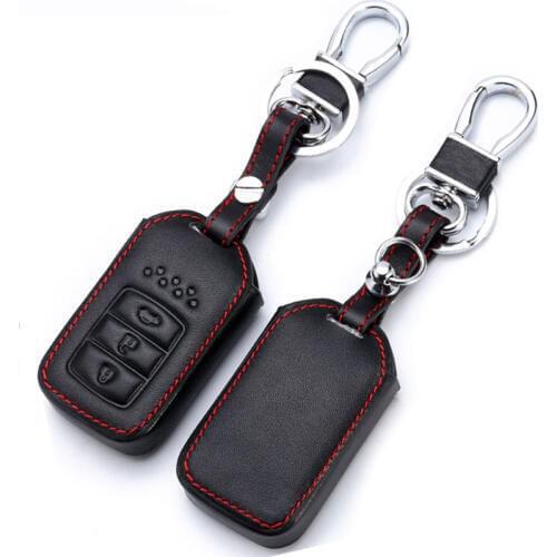 Leather Car Key Case Fob Hood Fit For 2015 2016 2017 Honda Civic Crv Crad V Accord Pilot Shell Protector