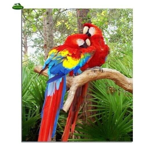 Red Two Parrot 3D Diy Diamond Painting Wall Sticker Diamond Mosaic Cross Stitch Needlework Embroidery Needle Art Crafts
