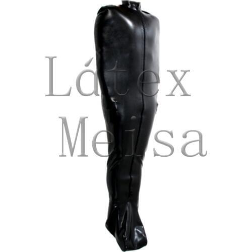 0.4mm thickkness natural & flexible black adults latex bondage bag adults bdsm sleeping sack open head and attached front zipper