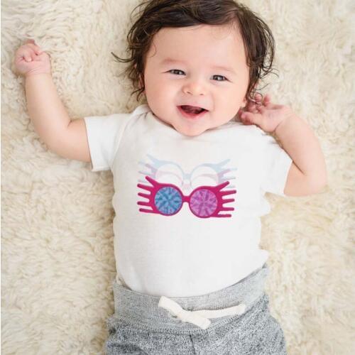 Summer Fashion Baby Boys Girls Cotton Rompers Baby Jumpsuits Short Sleeve Print Pink Glasses Clothes