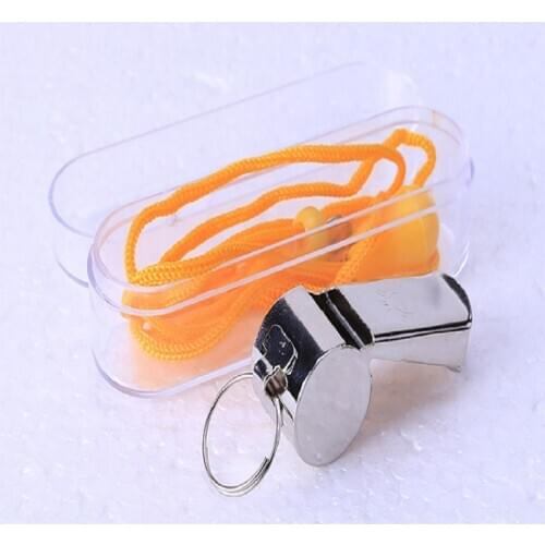 Referee Metal Whistle Basketball Football Game With Whistle Life-saving Whistle Stainless Steel Strap Lanyard