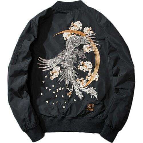 Men Jackets 2019 Embroidery Coat Men Sukajan Yokosuka Souvenir Jacket Fashion Youth Bomber Jackets Streetwear Baseball Uniform