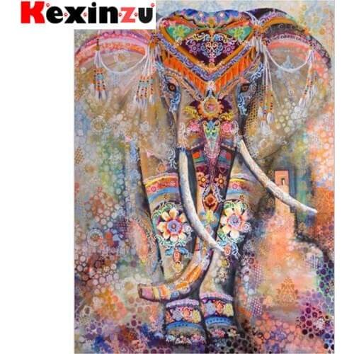 Kexinzu Full 5D DIY Square/Round Diamond Painting" Colorful Elephant" 3D Embroidery Cross Stitch Mosaic diamondpainting Gift