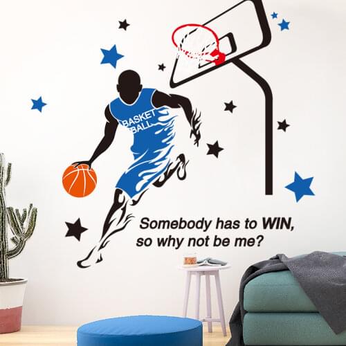 [shijuekongjian] Basketball Player Wall Sticker DIY Kids Rooms Wall Decals for Living Room Teenager Bedroom Home Decoration