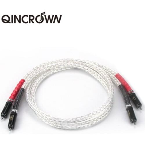 Oi-fim 8ag prata chapeado occ 16 fios cabo de áudio com cabo de tomada wbt rca 2rca de alta fidelidade ao cabo 2rca