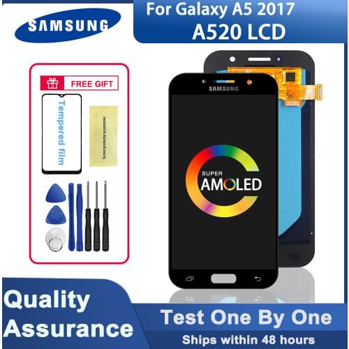 100% tested original 5.2"AMOLED A5 2017 A520 LCD monitor for Samsung Galaxy A520 A520F SM-A520F touch screen LCD assembly