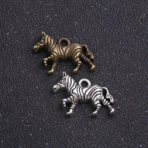 6pcs Charms zebra 20*29mm Zinc alloy pendant fit Vintage two color DIY for bracelet necklace