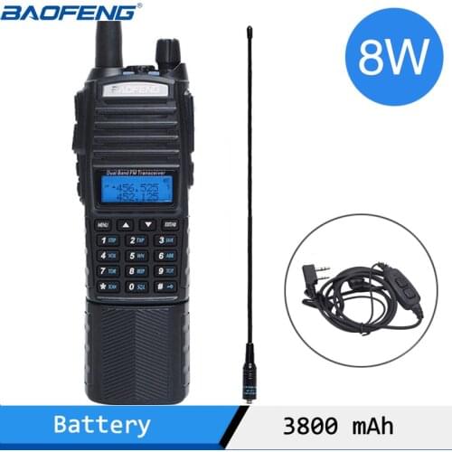 Baofeng UV-82 Plus Walkie Talkie 8W Powerful 3800 mAh Battery DC Connector UV82 Dual PTT Band two way radio 771 tactical Antenna