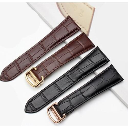 Watch Band For Cartier TANk SOLO RONDE DE Genuine Leather Watch Chain Folding Buckle Watch Strap Accessories Watch Bracelet Belt
