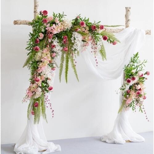 Luxury White Roses with green grass Wedding Flower Wall Artifical Silk Flower Backdrop Wedding Decoration